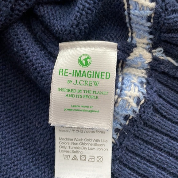 J. Crew / Crew Cuts Girls Navy Fair Isle Cotton Sweater - Picture 4 of 6